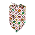 Christmas pet bandana with snowman and tree patterns on white cotton fabric - M / White Grid Christmas Print Style (BA020)