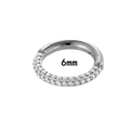 Titanium hinged segment ring with 6mm diameter and double-row clear cubic zirconia - 6mm / Silver