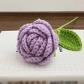 Handmade crochet purple rose flower crafted from premium wool for home decoration - Round Leaf Light Purple