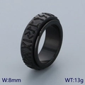 Anillo giratorio de 8mm en acero de titanio negro mate con grabado de runas vikingas - US 6 / Negro (KR110122-K)