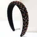 Détail de perles de cristal faites à la main sur un serre-tête rembourré noir - Noir Multicolore