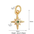 Pendentif étoile à huit branches doré en cuivre avec pierre verte et zircons - Étoile Octogonale Zircon Vert / M609086-Or