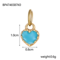 Detailed view of sky blue heart pendant with gold plating and size measurements - Gold Base Sky Blue Heart Pendant
