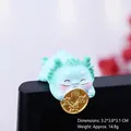 Mini green resin mythical beast figurine holding a gold coin for car and monitor decor - 3.2x3.8x3.1CM / Type C Blue Lucky Coin Dragon
