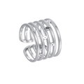 Minimalist silver multi-layer open ring with textured bands and subtle dot accents - Adjustable Open / Silver