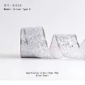 Sparkling silver mesh Christmas ribbon with glitter scroll patterns, 6.3cm wide style - Silver Style C-Scroll Pattern