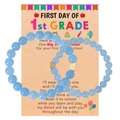 Set bracciali madre e figlia in pietra blu con cuore per il primo giorno di scuola - Biglietto Pre-K / Blu