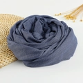 Navy blue soft linen cotton scarf with frayed edges displayed in a floral fold shape - 190x100cm / 22# Denim Blue