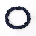 Premium 100% mulberry silk scrunchie in deep navy blue with a luxurious satin texture - 1cm/19 Momme / Navy Blue