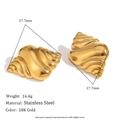 Pendientes de caracola en acero bañado en oro 18K, tamaño 37,7mm y peso de 16,4g - Pendientes de Botón de Concha Vintage / Dorado