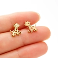 Chic hollow out giraffe stud earrings in gold finish for women made of stainless steel - Giraffe / Gold
