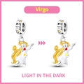 Luminous Virgo zodiac charm bead in silver finish with yellow glow-in-the-dark feature - Virgo
