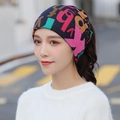 Versatile navy blue neck gaiter with colorful letter prints for outdoor warmth - One Size / 01 Colorful Letters