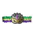 Green gold and purple Mardi Gras sequin headband with central crown applique - Mardi Gras Sequin Armband/Headband-Mask Style A