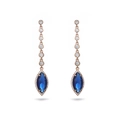 Elegant rose gold drop earrings featuring marquise cut blue zircon and white stones - No.7 (Blue Marquise/Rose Gold)