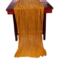 Wrinkled mustard yellow gauze table runner in cheesecloth fabric for wedding decor - Ginger Yellow