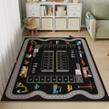 Black kids road map rug with parking zone and construction vehicle patterns - 60*90cm / Construction Site Play Rug