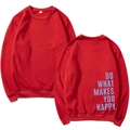 Sweat Y2K rouge avec imprimé Do What Makes You Happy au dos du vêtement - S / Rouge (Motif 2)