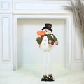 Plush Christmas snowman figurine with tall legs holding a Let It Snow sign for holiday decor - Medium Christmas Snowman (23*72cm)