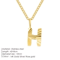 14K gold plated stainless steel H initial pendant necklace featuring a pleated sunray texture - Letter H / 10mm Pendant / Gold