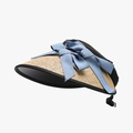 Natural straw sun visor with light blue denim bow and black trim for outdoor UV protection - Adjustable / Khaki