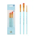 Set of 3 blue professional nylon paint brushes in sizes 6, 8, and 10 for art painting - Blue Mixed HB811LS / Blue