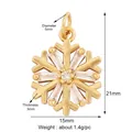 Golden snowflake charm with sparkling zircons for DIY jewelry making 21x15mm - Snowflake / Gold