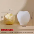 Succulent cactus shaped silicone mold with finished yellow candle and size specifications - ZW-312 Succulent Shape