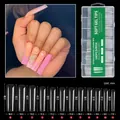 XXXL extra long clear false nails size chart showing precise length and width measurements - Clear - Full Cover Tips - H104-8
