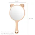 Handheld wooden makeup mirror with cute bear ears and heart detail, 31x18cm size - Cat/Large
