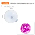 4cm Kugel Silikonform für DIY Harz Handwerk mit lila Glitzerkugel Beispiel - 40mm Kugel mit Halterung (Boden+Deckel)