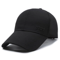 Herren Mesh-Baseballkappe in Schwarz mit DRFS-Stickerei und langem gebogenem Schirm - Verstellbar / Schwarz
