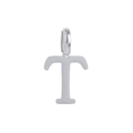 Polished silver stainless steel letter T pendant with classic serif font design - Steel T