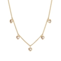 Elegante Halskette aus Gold Titanstahl mit fünf herzförmigen Zirkonia-Anhängern - Gold-Weißer Zirkon