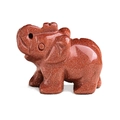 Natural red sandstone elephant figurine carved stone animal ornament with fine sparkles - Gold Sandstone / 1.5 Inches