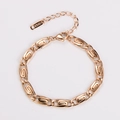 Detail of rose gold paperclip chain bracelet with lobster clasp and 18KGP hallmark tag - Bracelet / Rose Gold