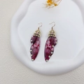 Orecchini S925 a forma di ali di cicala viola sfumato con strass brillanti e ganci - Nobile Viola Strass-Bronzo
