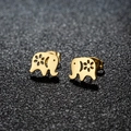 Minimalist golden hollow flower elephant stud earrings on textured black background - 278 Gold (Elephant)