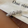7.8cm silver spring hair clip featuring five polished mirror beads in a modern design - Silver Round Ball Spring Clip