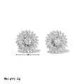 Elegant 13mm silver sunflower stud earrings with cubic zirconia for women - Platinum