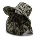 Cappello parasole mimetico da pesca e trekking con protezione per il viso e per il collo - Mimetico Cachi Chiaro