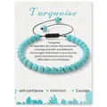 6mm turquoise stone bead bracelet with adjustable black braided cord on display card - Blue Turquoise