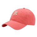 Pink cotton baseball cap featuring 3D off-white R letter embroidery on a clean background - Adult Adjustable / Pink