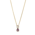 Collana in titanio placcata oro 18K con zircone rotondo e pietra viola a forma di pera - Giugno Viola Chiaro