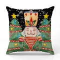 Linnen kerstkussenhoes met notenkraker en groene kerstbomen op zwart design - Groen Uniform Notenkraker Zwarte Achtergrond