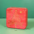 Vierkante rode kerst snoepdoos met gouden boompatroon en afmetingen 17x17x6,5cm - Rood - Kerstboom