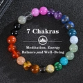 Handmade 7 Chakras natural stone beaded bracelet for yoga meditation on leather background - 7 Chakras-1 (7 Chakras-1)