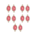 KC gold oval religious Virgin Mary charms with bright pink enamel and clear rhinestones - Standard / Rose Red