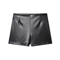 High-waisted black faux leather shorts for women featuring a minimalist slim fit design - XS / Black