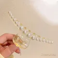 Pince à cheveux 11cm jaune transparent avec perles et ressort métallique solide - 17# Pince Perle Transparente